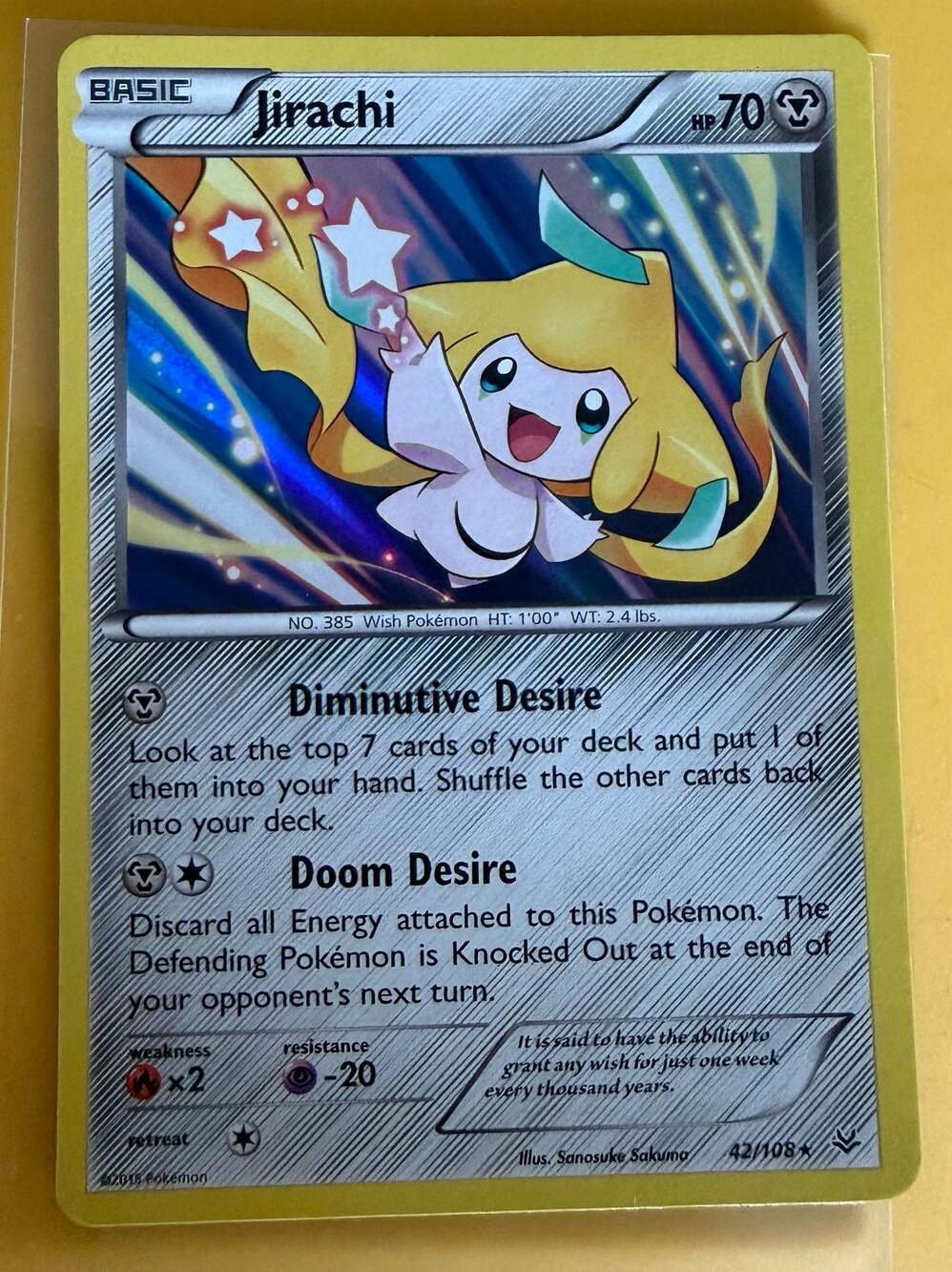 Jirachi 42/108 XY Roaring Skies Rare Holo Pokemon Card